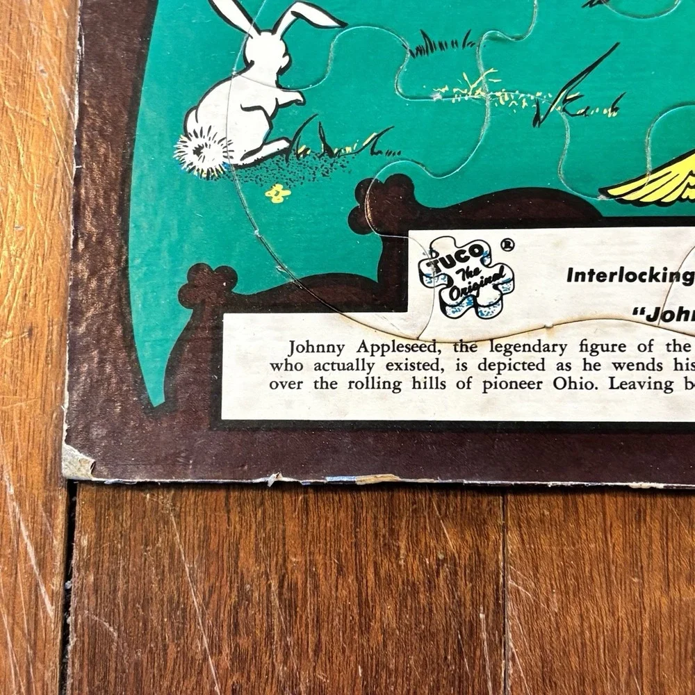 VTG 1960 MCM 60s Johnny Appleseed Interlocking Picture Puzzle‎ Folk-Lore Series